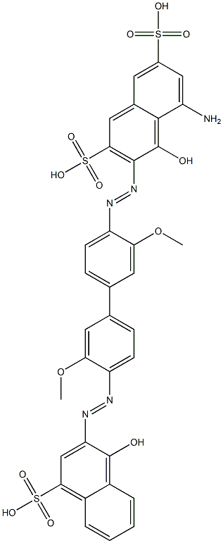 5-Amino-4-hydroxy-3-[[4'-[(1-hydroxy-4-sulfo-2-naphthalenyl)azo]-3,3'-dimethoxy[1,1'-biphenyl]-4-yl]azo]-2,7-naphthalenedisulfonic acid Struktur