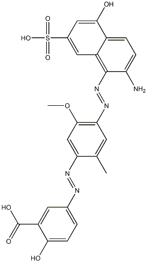 5-[4-(2-Amino-5-hydroxy-7-sulfo-1-naphtylazo)-2-methyl-5-methoxyphenylazo]-2-hydroxybenzoic acid 结构式