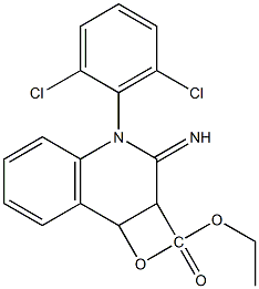 1-(2,6-Dichlorophenyl)-3,4-epoxy-1,2,3,4-tetrahydro-2-imino-3-quinolinecarboxylic acid ethyl ester,,结构式