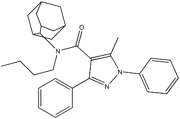 1,3-ジフェニル-N-ブチル-5-メチル-N-(アダマンタン-2-イル)-1H-ピラゾール-4-カルボアミド 化学構造式