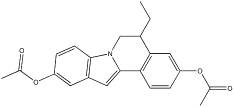 5-エチル-5,6-ジヒドロインドロ[2,1-a]イソキノリン-3,10-ジオールジアセタート 化学構造式