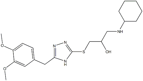 1-[[5-(3,4-Dimethoxybenzyl)-4H-1,2,4-triazol-3-yl]thio]-3-(cyclohexylamino)-2-propanol,,结构式