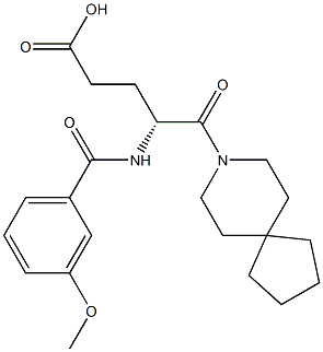 (R)-4-(3-メトキシベンゾイルアミノ)-5-オキソ-5-(8-アザスピロ[4.5]デカン-8-イル)吉草酸 化学構造式