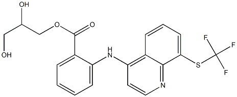 2-[[8-[(Trifluoromethyl)thio]-4-quinolyl]amino]benzoic acid 2,3-dihydroxypropyl ester 结构式