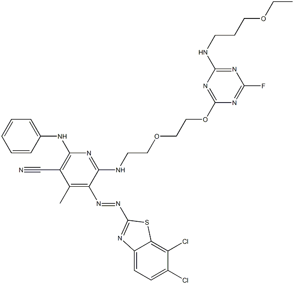 2-[6-Anilino-5-cyano-2-[2-[2-[4-(3-ethoxypropylamino)-6-fluoro-1,3,5-triazin-2-yloxy]ethoxy]ethylamino]-4-methyl-3-pyridylazo]-6,7-dichlorobenzothiazole|