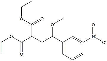 2-[2-メトキシ-2-(m-ニトロフェニル)エチル]マロン酸ジエチル 化学構造式