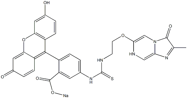 2-Methyl-6-[2-[3-[3-sodiooxycarbonyl-4-(6-hydroxy-3-oxo-3H-xanthen-9-yl)phenyl]thioureido]ethoxy]-3,7-dihydroimidazo[1,2-a]pyrazin-3-one