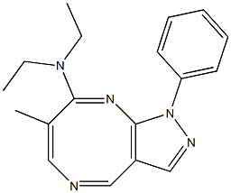 1-フェニル-7-メチル-8-(ジエチルアミノ)-1H-ピラゾロ[3,4-b][1,5]ジアゾシン 化学構造式