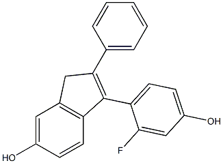 2-(フェニル)-3-(2-フルオロ-4-ヒドロキシフェニル)-1H-インデン-6-オール 化学構造式