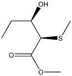 (2R,3R)-2-(メチルチオ)-3-ヒドロキシ吉草酸メチル 化学構造式