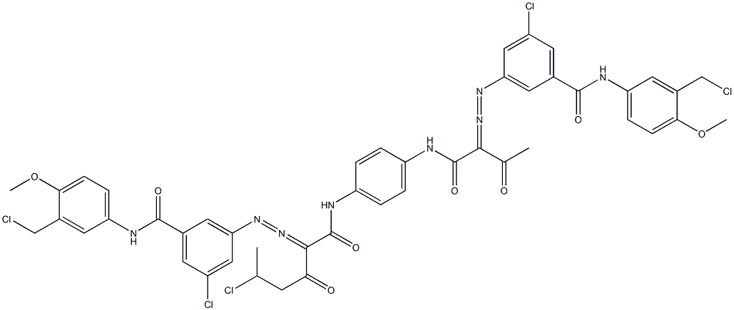 3,3'-[2-(1-Chloroethyl)-1,4-phenylenebis[iminocarbonyl(acetylmethylene)azo]]bis[N-[3-(chloromethyl)-4-methoxyphenyl]-5-chlorobenzamide] Structure