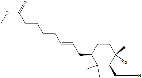 (2E,6E)-8-[(1S,2S,4R)-1-Chloro-2-(cyanomethyl)-1,3,3-trimethylcyclohexan-4-yl]-2,6-octadienoic acid methyl ester Struktur