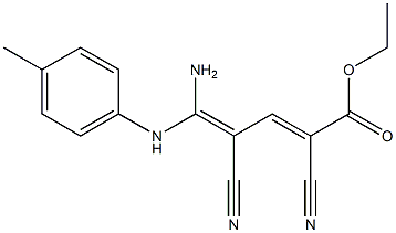5-Amino-2,4-dicyano-5-(4-methylanilino)-2,4-pentadienoic acid ethyl ester 结构式