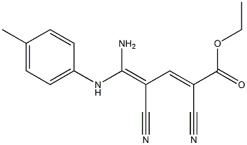 5-Amino-2,4-dicyano-5-(4-methylanilino)-2,4-pentadienoic acid ethyl ester,,结构式