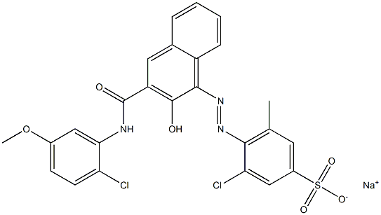 3-Chloro-5-methyl-4-[[3-[[(2-chloro-5-methoxyphenyl)amino]carbonyl]-2-hydroxy-1-naphtyl]azo]benzenesulfonic acid sodium salt Structure