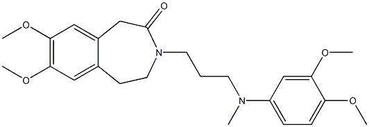 4,5-Dihydro-7,8-dimethoxy-3-[3-(N-methyl-3,4-dimethoxyphenylamino)propyl]-1H-3-benzazepin-2(3H)-one Struktur
