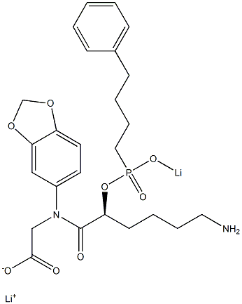 [N-[(2S)-6-Amino-2-[lithiooxy(4-phenylbutyl)phosphinyloxy]hexanoyl]-N-(1,3-benzodioxol-5-yl)amino]acetic acid lithium salt Structure