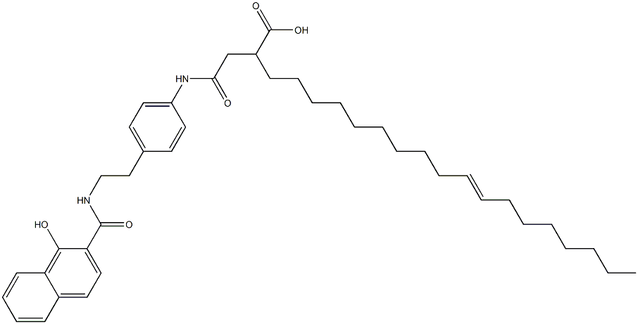 2-[[4-[2-[(1-Hydroxy-2-naphtyl)carbonylamino]ethyl]phenyl]aminocarbonylmethyl]-12-icosenoic acid Struktur