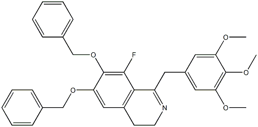 8-Fluoro-6,7-bis(benzyloxy)-3,4-dihydro-1-[(3,4,5-trimethoxyphenyl)methyl]isoquinoline Struktur