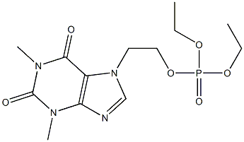 Diethyl 2-(1,2,3,6-tetrahydro-1,3-dimethyl-2,6-dioxo-7H-purin-7-yl)ethyl=phosphate,,结构式