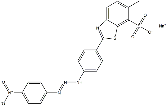 2-[4-[1-(4-Nitrophenyl)triazen-3-yl]phenyl]-6-methylbenzothiazole-7-sulfonic acid sodium salt Struktur