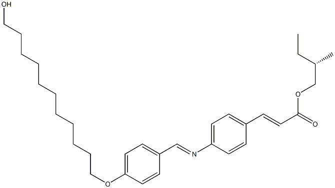 (E)-3-[4-[4-(11-ヒドロキシウンデシル)オキシベンジリデンアミノ]フェニル]プロペン酸(S)-2-メチルブチル 化学構造式