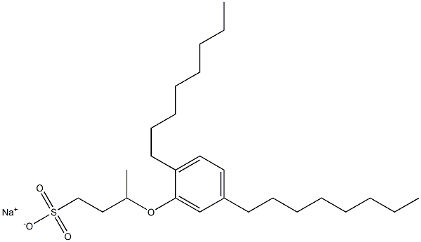 3-(2,5-ジオクチルフェノキシ)ブタン-1-スルホン酸ナトリウム 化学構造式