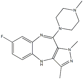 7-Fluoro-10-(4-methylpiperazin-1-yl)-1,3-dimethyl-1,4-dihydropyrazolo[4,3-b][1,5]benzodiazepine,,结构式