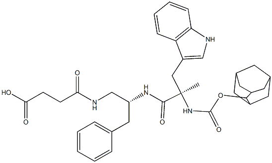 4-[(R)-2-[(R)-2-(Adamantan-2-yloxycarbonylamino)-3-(1H-indol-3-yl)-2-methylpropanoylamino]-3-phenylpropylamino]-4-oxobutyric acid 结构式