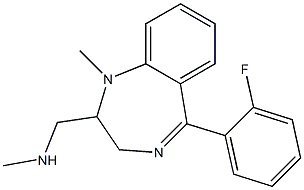 5-(2-Fluorophenyl)-2,3-dihydro-1-methyl-2-methylaminomethyl-1H-1,4-benzodiazepine 结构式