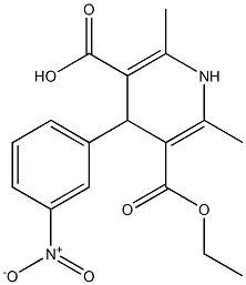 1,4-Dihydro-2,6-dimethyl-4-(3-nitrophenyl)pyridine-3,5-dicarboxylic acid 3-ethyl ester Struktur