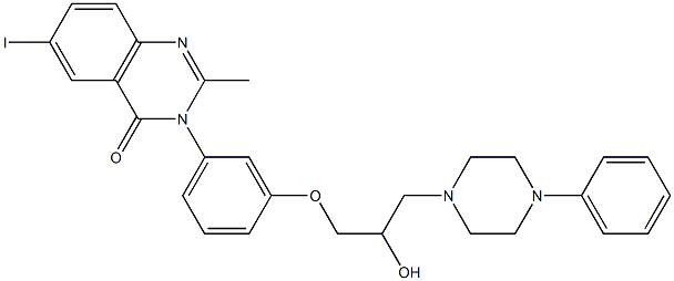 6-Iodo-3-[3-[2-hydroxy-3-(4-phenyl-1-piperazinyl)propoxy]phenyl]-2-methylquinazolin-4(3H)-one 结构式