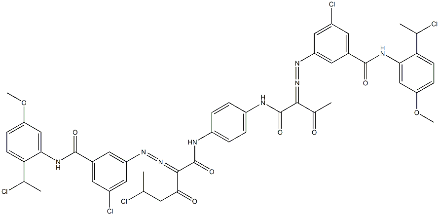 3,3'-[2-(1-Chloroethyl)-1,4-phenylenebis[iminocarbonyl(acetylmethylene)azo]]bis[N-[2-(1-chloroethyl)-5-methoxyphenyl]-5-chlorobenzamide] Structure