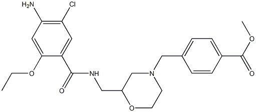 4-[2-[(4-アミノ-5-クロロ-2-エトキシベンゾイルアミノ)メチル]モルホリノメチル]安息香酸メチル 化学構造式