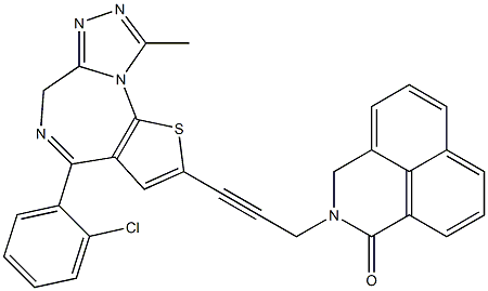 4-(2-Chlorophenyl)-9-methyl-2-[3-[(2,3-dihydro-1-oxo-1H-benzo[de]isoquinoline)-2-yl]-1-propynyl]-6H-thieno[3,2-f][1,2,4]triazolo[4,3-a][1,4]diazepine 结构式