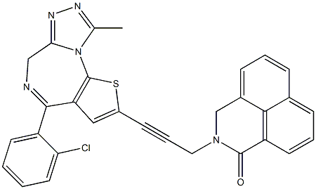 4-(2-Chlorophenyl)-9-methyl-2-[3-[(2,3-dihydro-1-oxo-1H-benzo[de]isoquinoline)-2-yl]-1-propynyl]-6H-thieno[3,2-f][1,2,4]triazolo[4,3-a][1,4]diazepine,,结构式