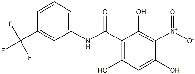 2,4,6-Trihydroxy-3-nitro-N-(3-(trifluoromethyl)phenyl)benzamide Struktur
