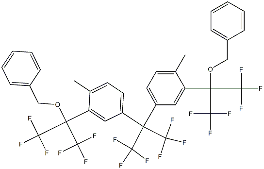 2,2-ビス[4-メチル-3-(2-ベンジルオキシ-1,1,1,3,3,3-ヘキサフルオロプロパン-2-イル)フェニル]-1,1,1,3,3,3-ヘキサフルオロプロパン 化学構造式