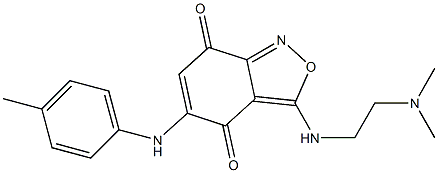 3-(2-Dimethylaminoethylamino)-5-(4-methylphenylamino)-2,1-benzisoxazole-4,7-dione Struktur