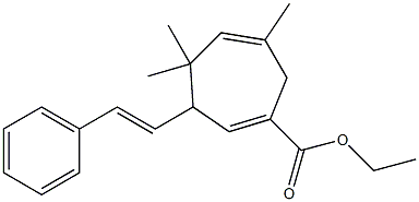 3-(2-フェニルエテニル)-4,4,6-トリメチル-1,5-シクロヘプタジエン-1-カルボン酸エチル 化学構造式