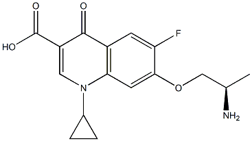 7-[(R)-2-アミノプロポキシ]-1-シクロプロピル-6-フルオロ-1,4-ジヒドロ-4-オキソキノリン-3-カルボン酸 化学構造式
