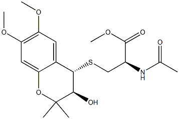 S-[[(3R,4S)-3,4-Dihydro-3-hydroxy-6,7-dimethoxy-2,2-dimethyl-2H-1-benzopyran]-4-yl]-N-acetyl-L-cysteine methyl ester Structure