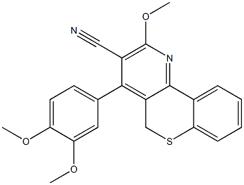 2-Methoxy-4-[3,4-dimethoxyphenyl]-5H-[1]benzothiopyrano[4,3-b]pyridine-3-carbonitrile,,结构式