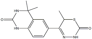 3,4-Dihydro-4,4-dimethyl-6-[(3,6-dihydro-6-methyl-2-oxo-2H-1,3,4-thiadiazin)-5-yl]quinazolin-2(1H)-one Struktur