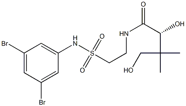 [R,(+)]-N-[2-[(3,5-Dibromophenyl)sulfamoyl]ethyl]-2,4-dihydroxy-3,3-dimethylbutyramide Struktur