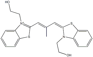 2-[2-Methyl-3-[2,3-dihydro-3-(2-hydroxyethyl)benzothiazole-2-ylidene]-1-propenyl]-3-(2-hydroxyethyl)benzothiazole-3-ium,,结构式