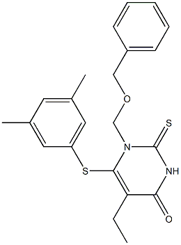 1,2-Dihydro-1-(benzyloxymethyl)-2-thioxo-5-ethyl-6-[(3,5-dimethylphenyl)thio]pyrimidine-4(3H)-one Struktur