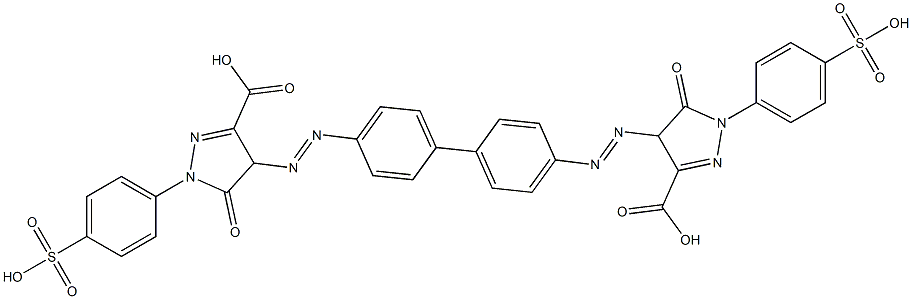 4,4'-[[1,1'-Biphenyl]-4,4'-diylbis(azo)]bis[4,5-dihydro-5-oxo-1-(4-sulfophenyl)-1H-pyrazole-3-carboxylic acid] Structure