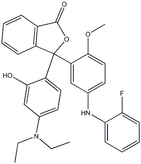 3-(4-Diethylamino-2-hydroxyphenyl)-3-[5-(o-fluoroanilino)-2-methoxyphenyl]phthalide,,结构式