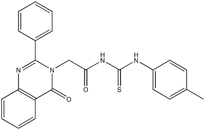 1-[(4-オキソ-2-フェニル-3,4-ジヒドロキナゾリン-3-イル)アセチル]-3-(p-トリル)チオ尿素 化学構造式